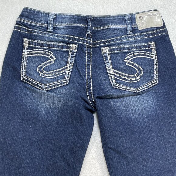 Silver Jeans Womens Size 31 Blue Bootcut Mid Rise Embroidered Denim Jeans 31x30 - Picture 4 of 13